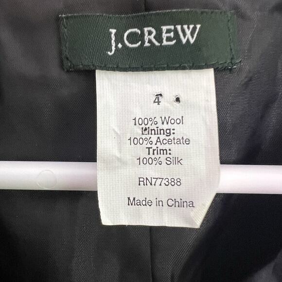 J Crew Womens Chimera Blazer Wool Silk Ruffle Trim Charcoal Gray Sz 4 office - Picture 7 of 13